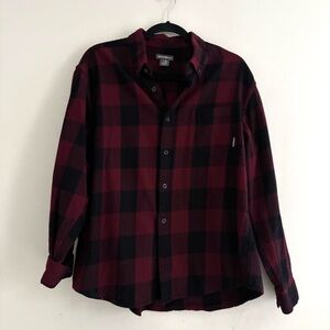 Eddie Bauer Burgundy and Black Buffalo Checkered Shirt